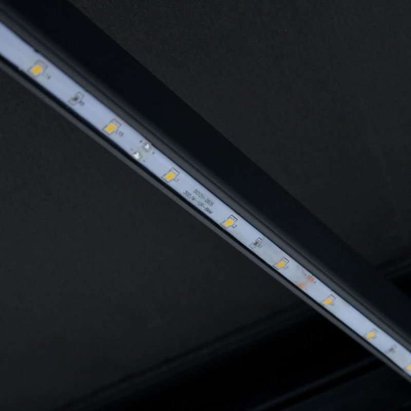 vidaXL Zaťahovacia markíza so senzorom vetra a LED 600x300 cm antracitová 