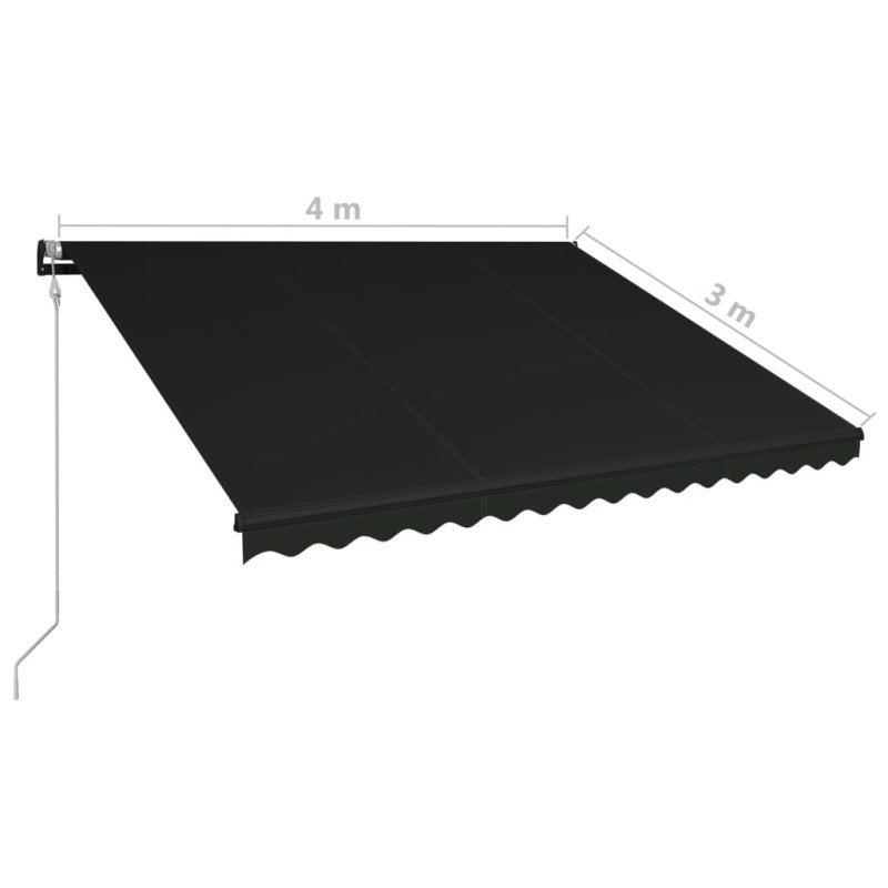vidaXL Zaťahovacia markíza so senzorom vetra a LED 400x300 cm antracitová 