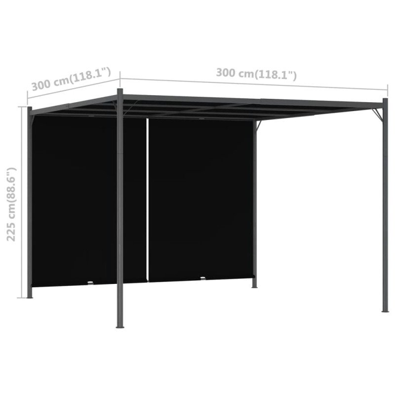 vidaXL Záhradná pergola s výsuvnou strechou antracitová 3x3 m