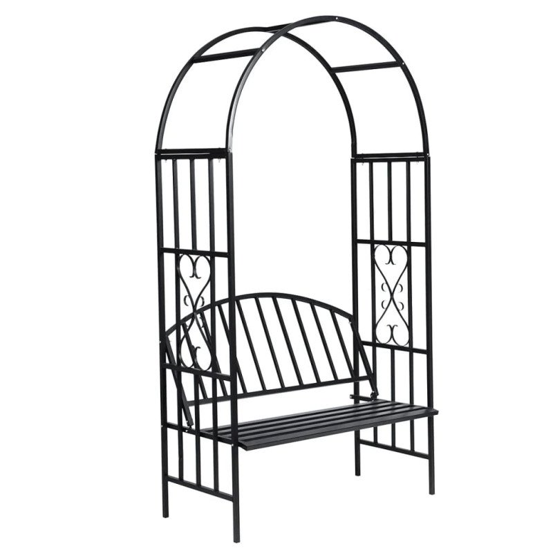 vidaXL Záhradná pergola na ruže s lavičkou