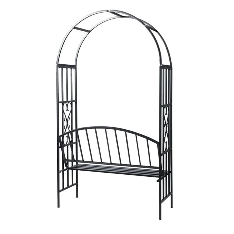 vidaXL Záhradná pergola na ruže s lavičkou