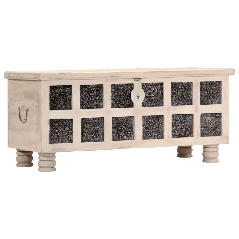 vidaXL Úložný box biely 110x40x45 cm masívne akáciové drevo