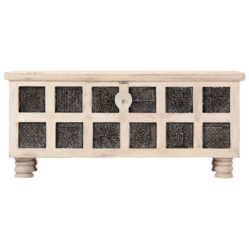 vidaXL Úložný box biely 110x40x45 cm masívne akáciové drevo