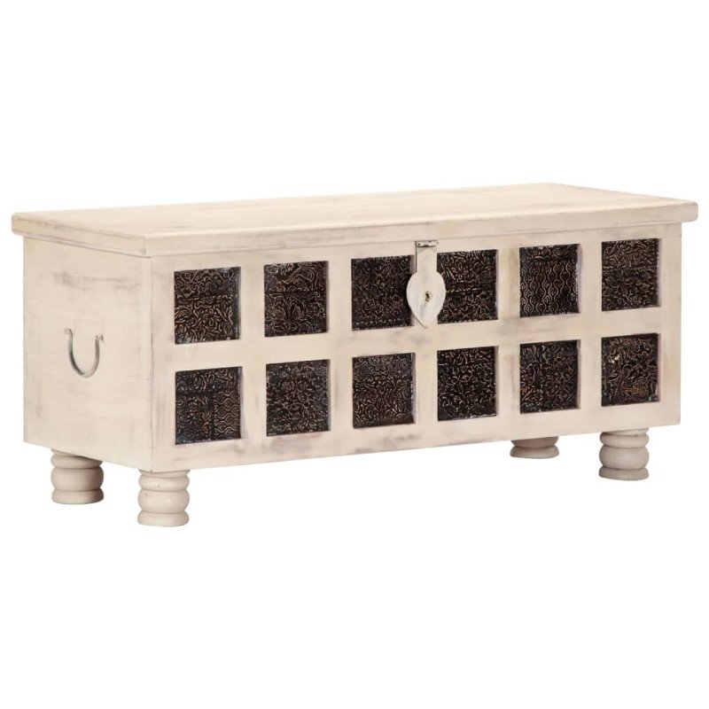 vidaXL Úložný box biely 110x40x45 cm masívne akáciové drevo