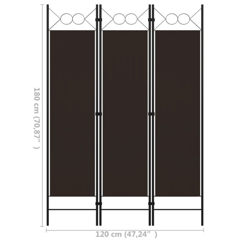 vidaXL Paraván s 3 panelmi, hnedý 120x180 cm 