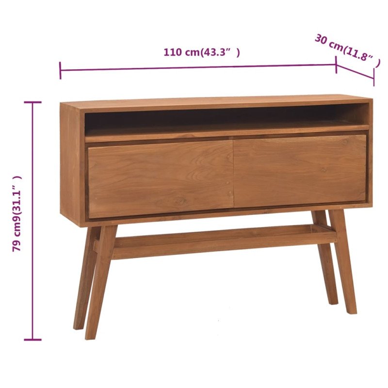 vidaXL Konzolový stolík 110x30x79 cm tíkový masív