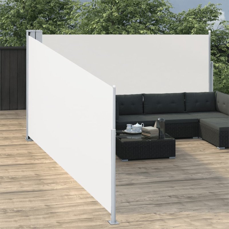 vidaXL Zaťahovacia bočná markíza, krémová 140x1000 cm