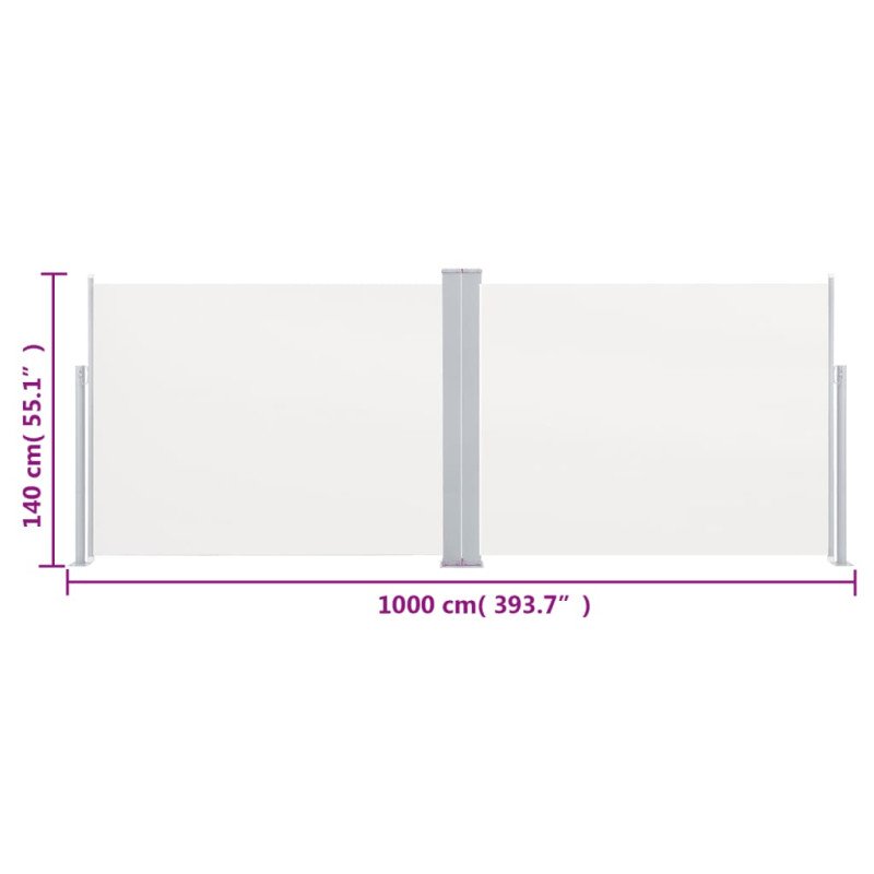 vidaXL Zaťahovacia bočná markíza, krémová 140x1000 cm