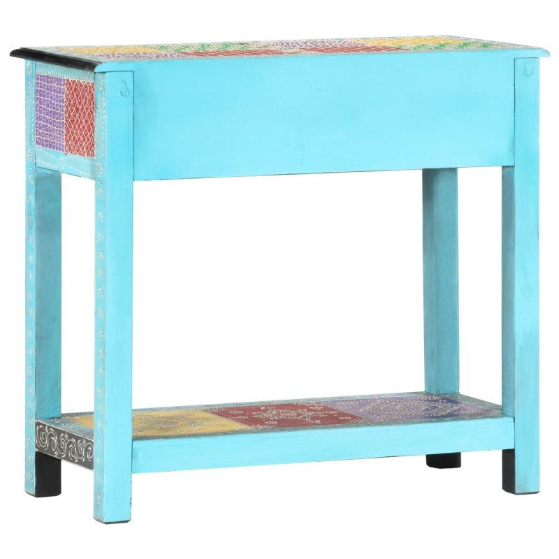 vidaXL Ručne maľovaný konzolový stolík 80x35x75 cm mangovníkový masív