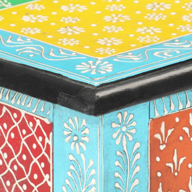 vidaXL Ručne maľovaný konzolový stolík 80x35x75 cm mangovníkový masív