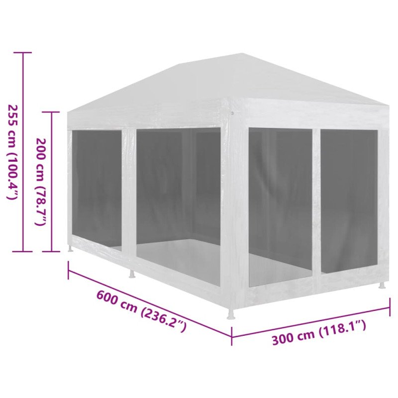vidaXL Párty stan so 6 sieťkovanými bočnými stenami 6x3 m