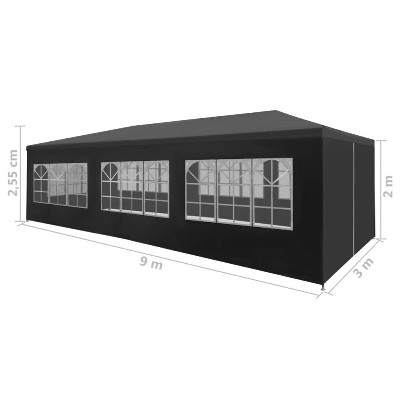 vidaXL Párty stan 3x9 m, antracitový