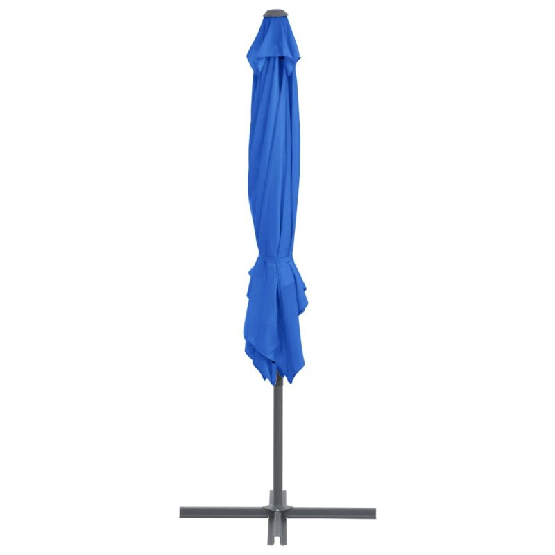 vidaXL Závesný slnečník s oceľovou tyčou azúrovo-modrý 250x250 cm