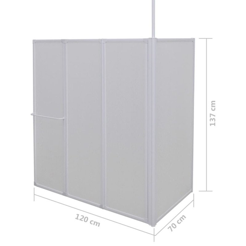 Vaňová zástena v tvare L 70x120x137 cm, 4 panely, skladacia 