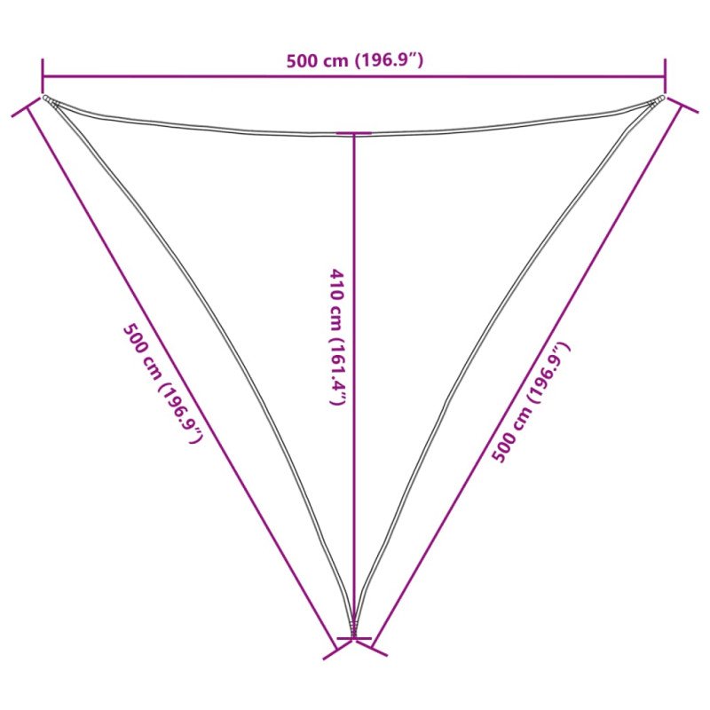 vidaXL Tieniaca plachta, oxford, trojuholníková 5x5x5 m, krémová 