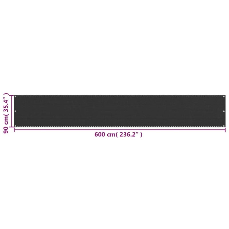 vidaXL Balkónová markíza z HDPE 90x600 cm, antracitová