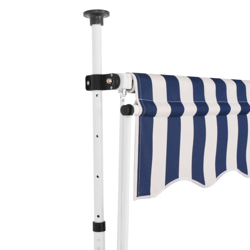vidaXL Ručne zaťahovacia markíza, 350 cm, modro-biele pásiky