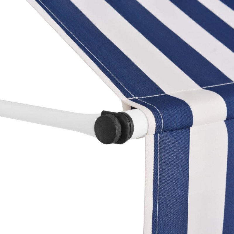 vidaXL Ručne zaťahovacia markíza, 350 cm, modro-biele pásiky