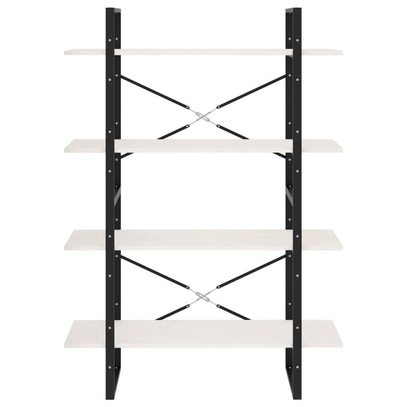 vidaXL Knižnica so 4 policami biela 100x30x140 cm masívna borovica 