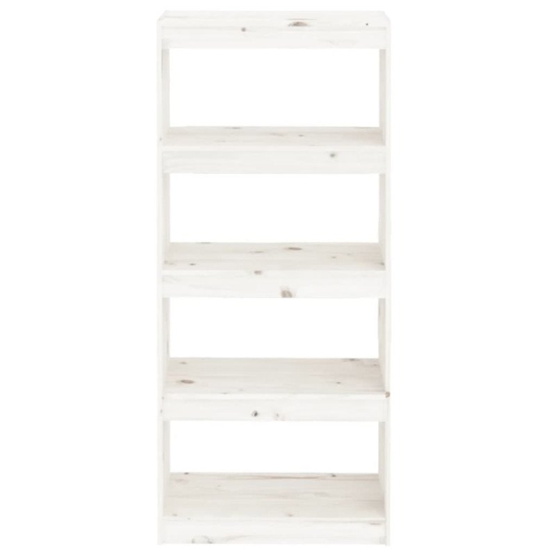 vidaXL Knižnica/deliaca stena biela 60x30x135,5 cm masívna borovica