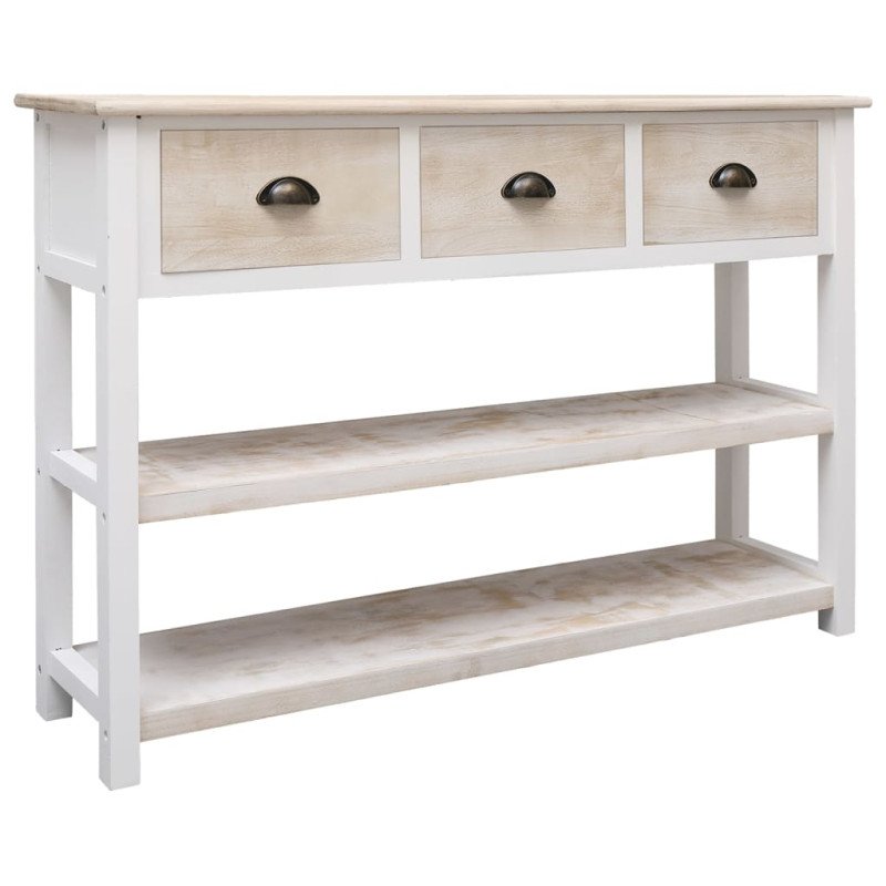vidaXL Komoda bielo-hnedá 108x30x76 cm masívne drevo paulownia