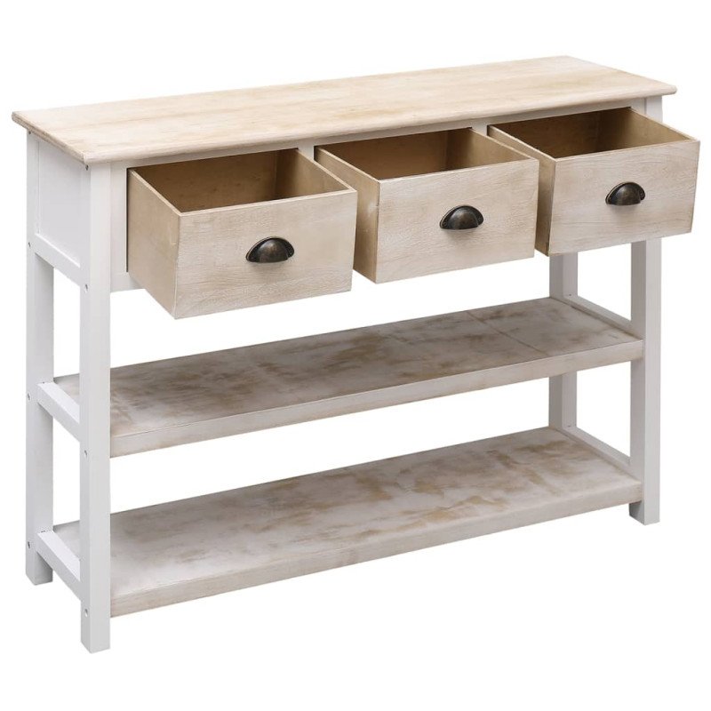 vidaXL Komoda bielo-hnedá 108x30x76 cm masívne drevo paulownia