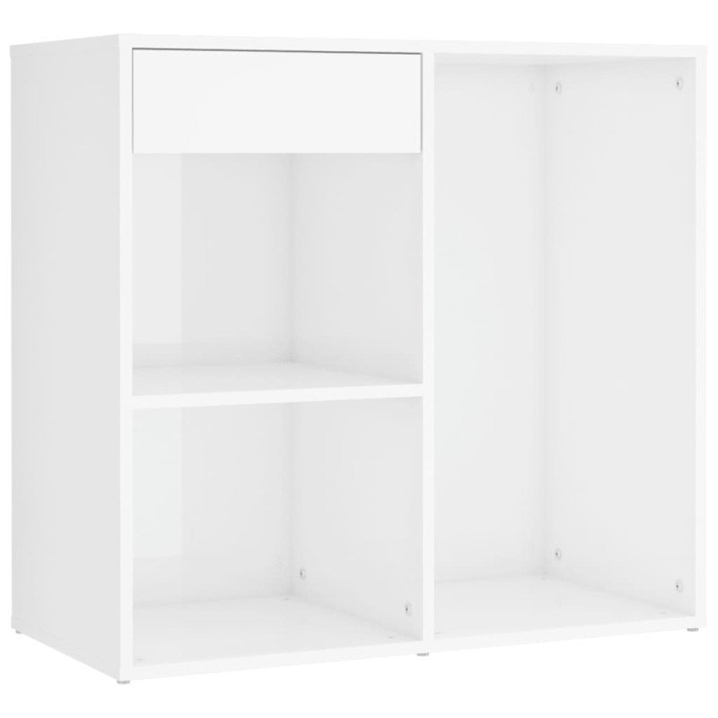 vidaXL Toaletný stolík LED a 2 skrinky lesklý biely spracované drevo