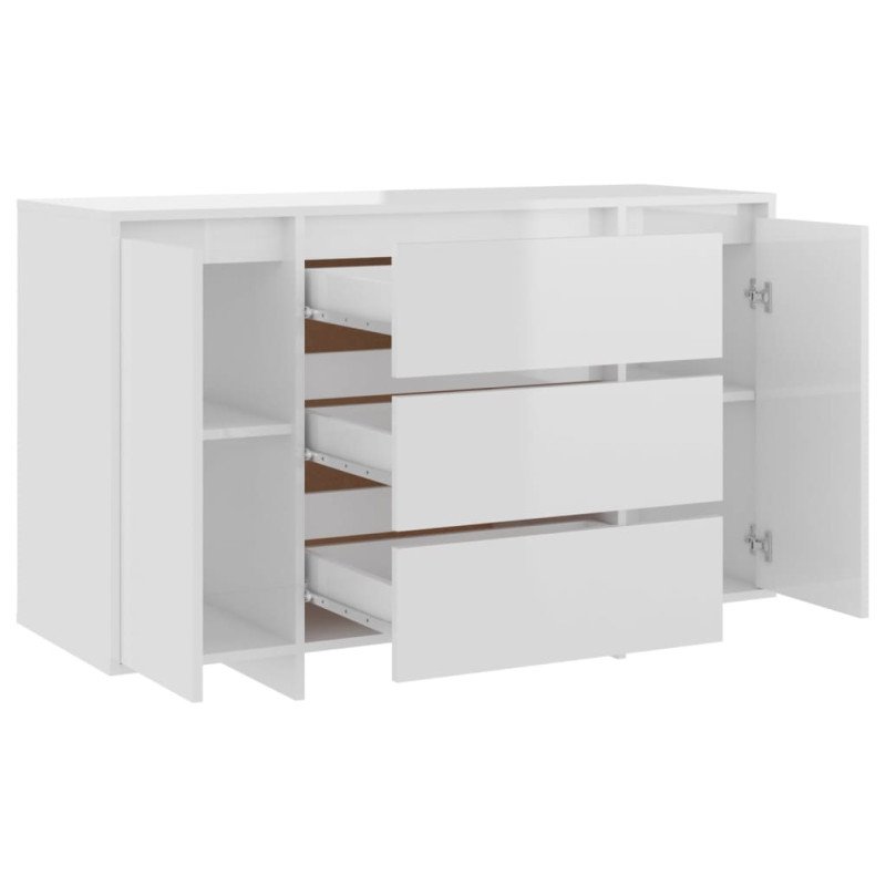 vidaXL Komoda s 3 zásuvkami lesklá biela 120x41x75 cm drevotrieska