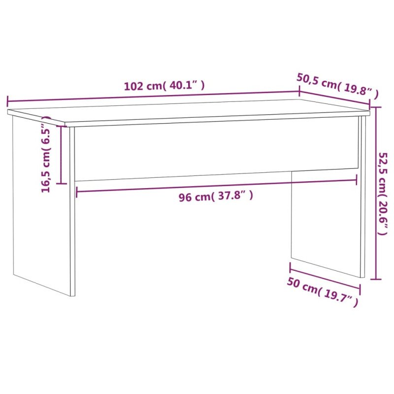 vidaXL Konferenčný stolík biely 102x50,5x52,5 cm spracované drevo