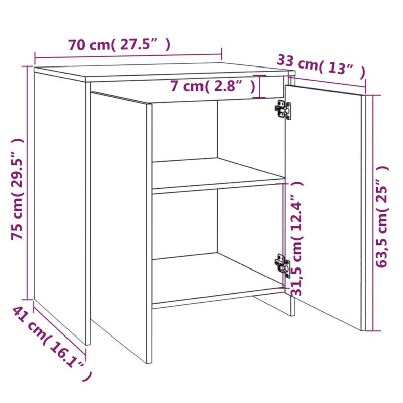 vidaXL Komoda čierna 70x41x75 cm spracované drevo
