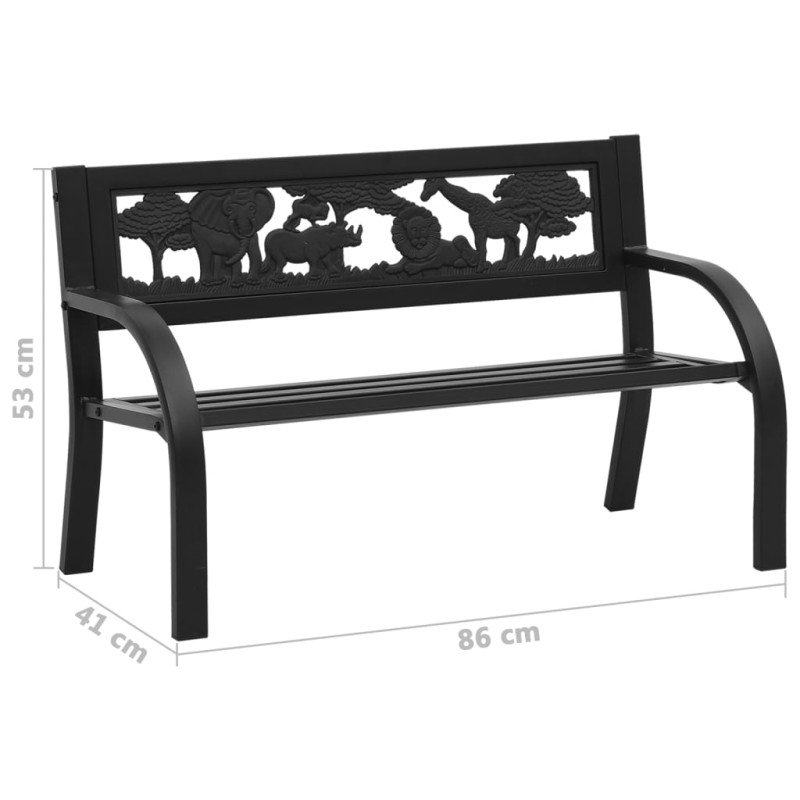 vidaXL Detská záhradná lavička 86 cm oceľová