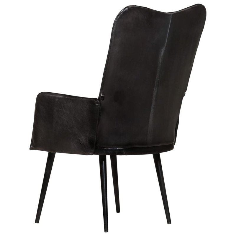 vidaXL Kreslo wingback čierne pravá koža