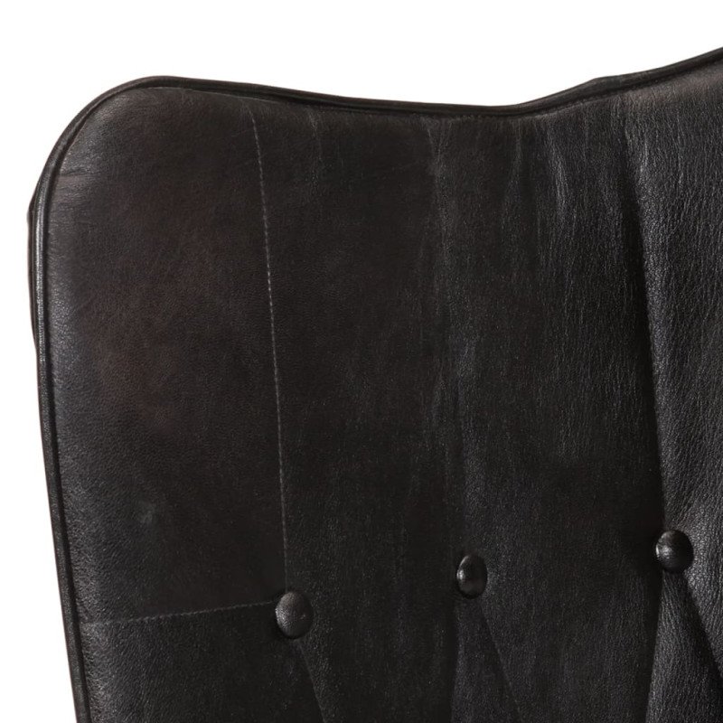 vidaXL Kreslo wingback čierne pravá koža