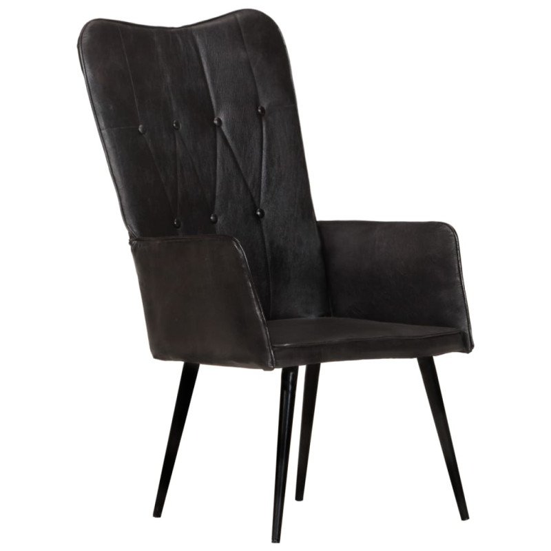 vidaXL Kreslo wingback čierne pravá koža
