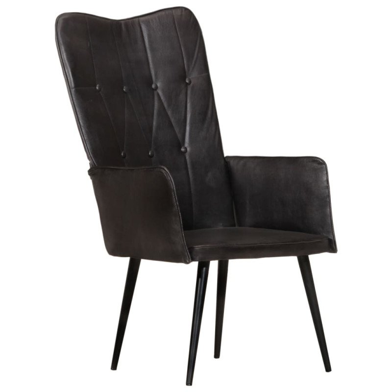 vidaXL Kreslo wingback čierne pravá koža