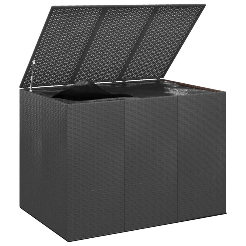 vidaXL Záhradný box na vankúše z polyratanu 145x100x103 cm čierny