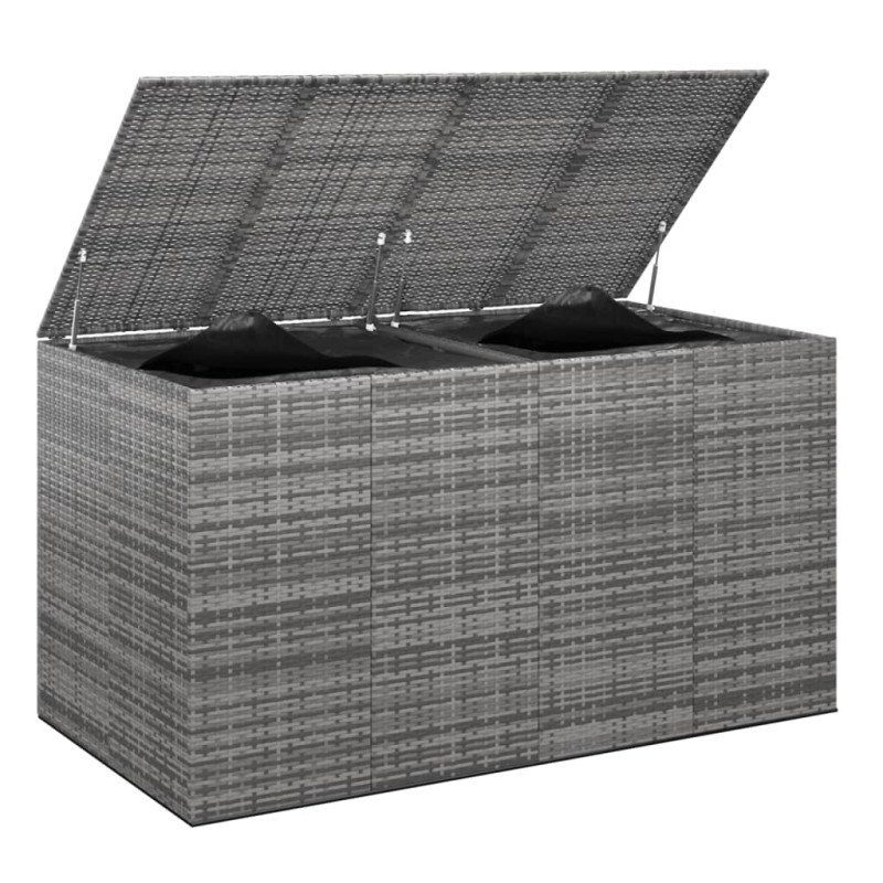 vidaXL Záhradný box na vankúše PE ratan 194x100x103 cm sivý