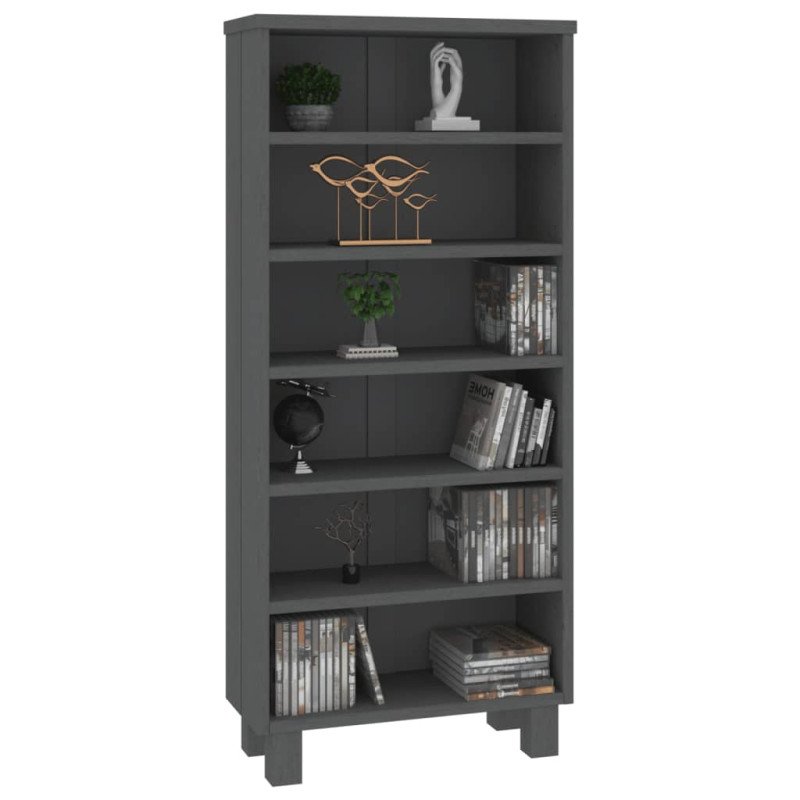 vidaXL Skrinka na CD HAMAR, tmavosivá 45x18x100 cm, borovicový masív