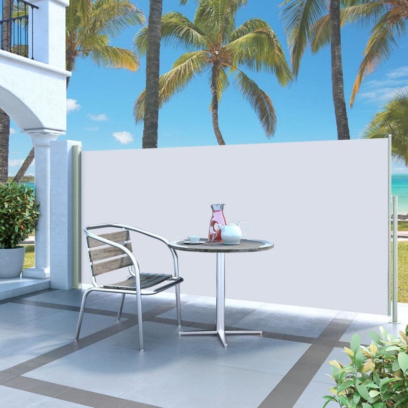 vidaXL Zaťahovacia bočná markíza na terasu 140x300 cm krémová