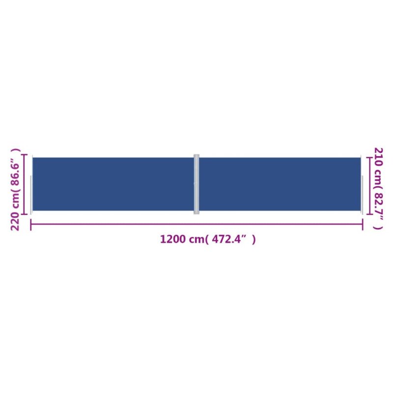 vidaXL Zaťahovacia bočná markíza modrá 220x1200 cm 