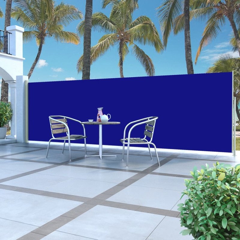vidaXL Zaťahovacia bočná markíza na terasu 160x500 cm modré
