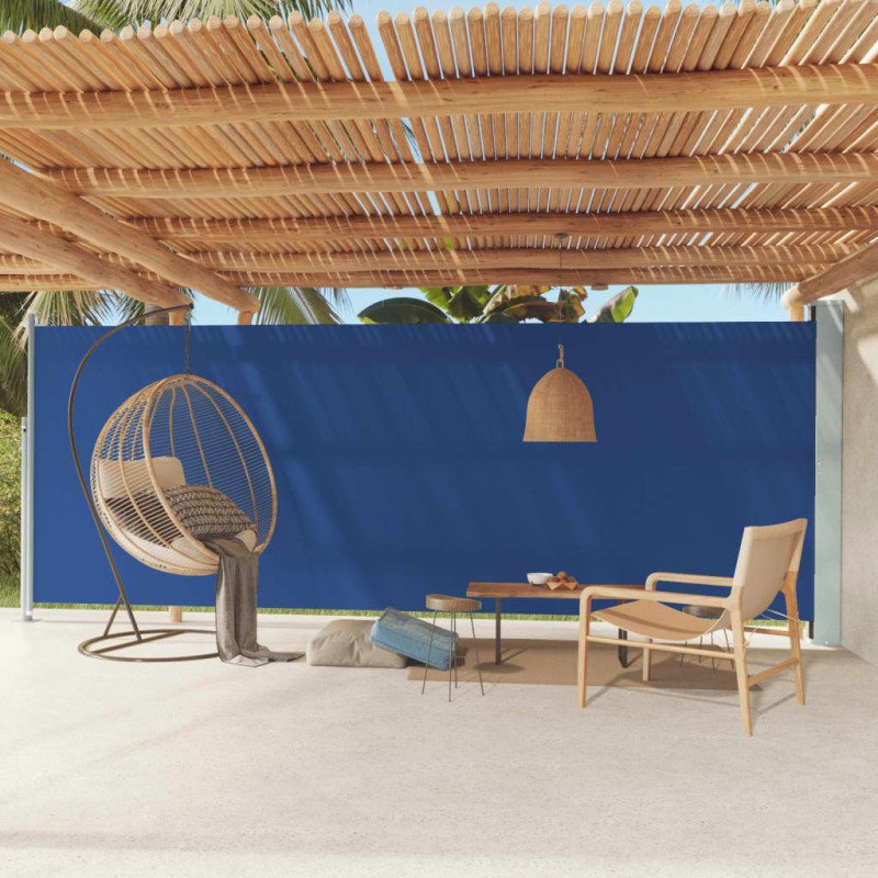 vidaXL Zaťahovacia bočná markíza na terasu 200x600 cm modrá