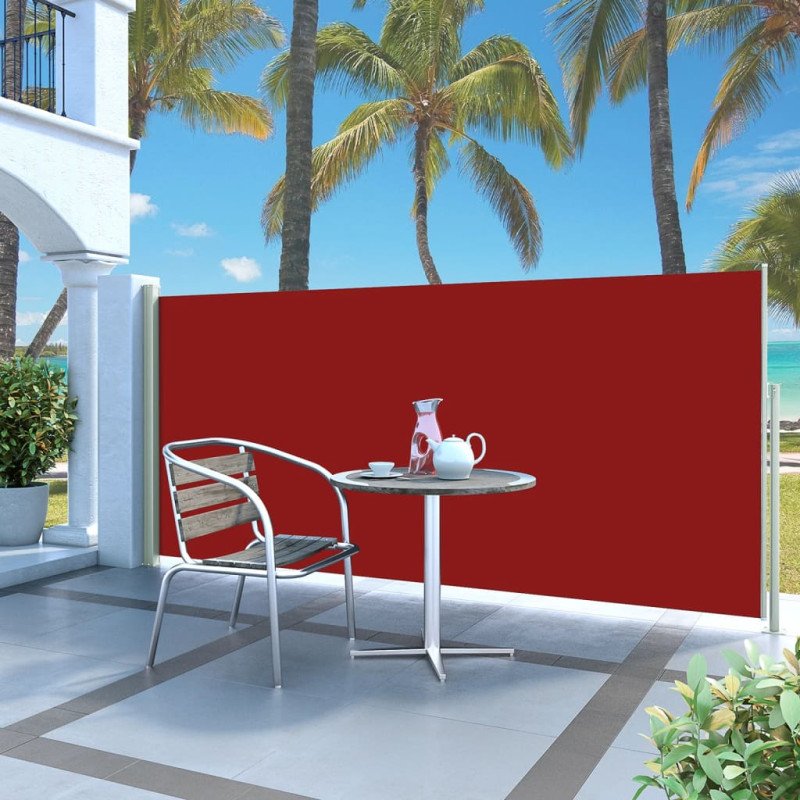 vidaXL Zaťahovacia bočná markíza na terasu 140x300 cm červená