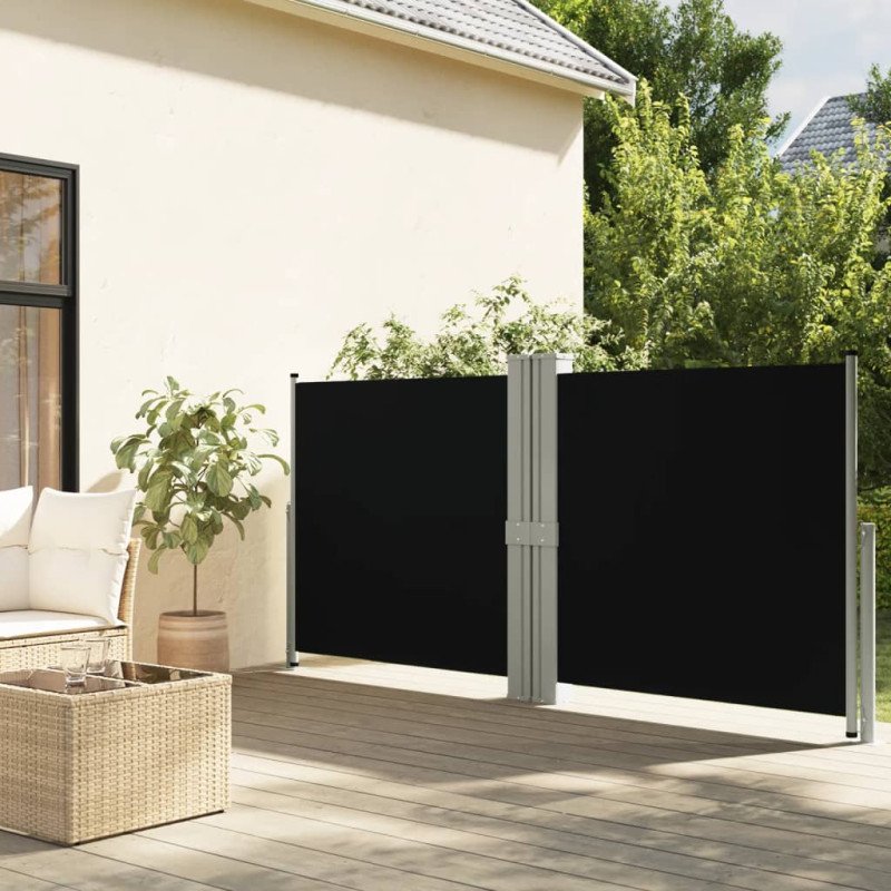 vidaXL Zaťahovacia bočná markíza čierna 140x1200 cm