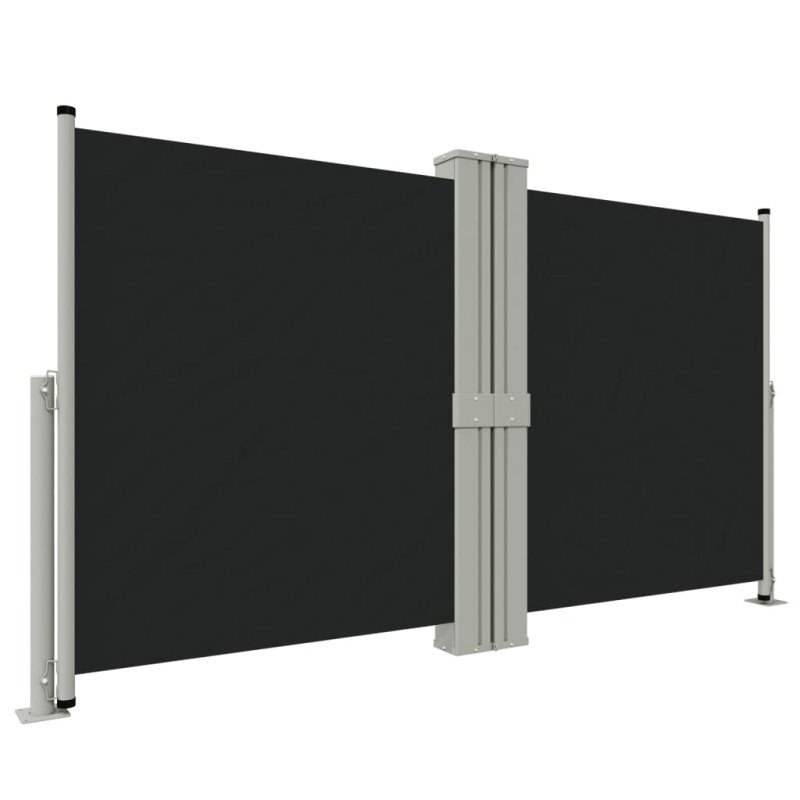 vidaXL Zaťahovacia bočná markíza čierna 140x1200 cm