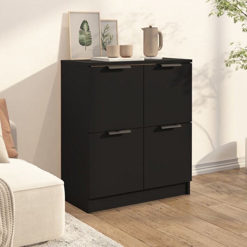 vidaXL Komoda čierna 60x30x70 cm kompozitné drevo