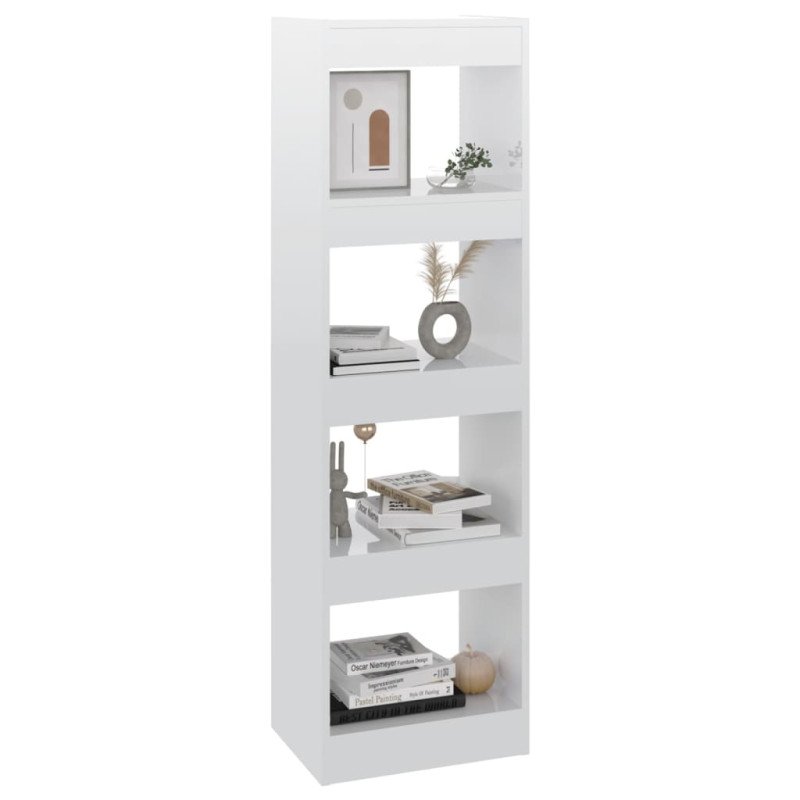 vidaXL Knižnica/deliaca stena lesklá biela 40x30x135 cm