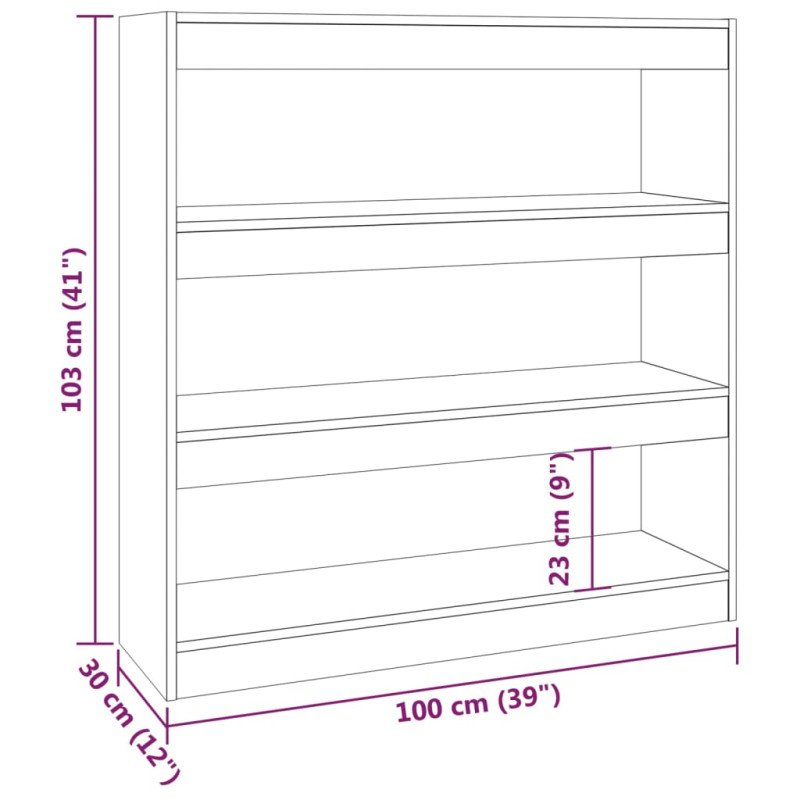 vidaXL Knižnica/deliaca stena dub sonoma 100x30x103 cm