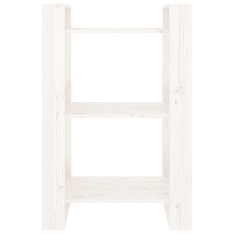 vidaXL Knižnica/deliaca stena biela 60x35x91 cm masívna borovica