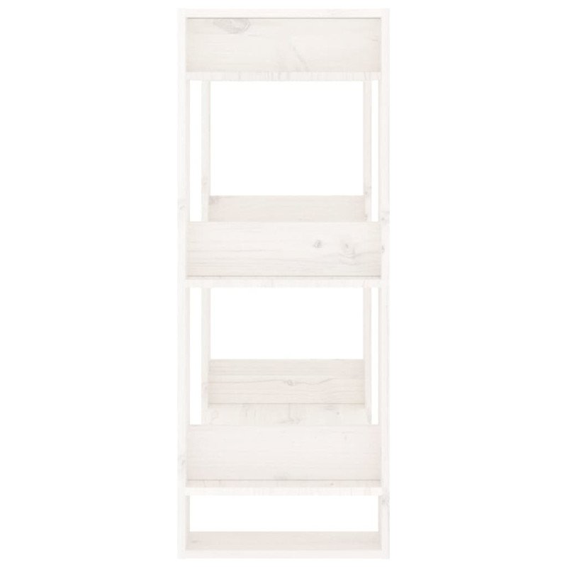 vidaXL Knižnica/deliaca stena biela 60x35x91 cm masívna borovica